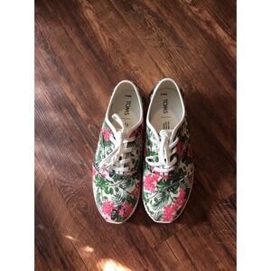 Toms Tropical Print Sneakers Lace Up Canvas Womens 6.5